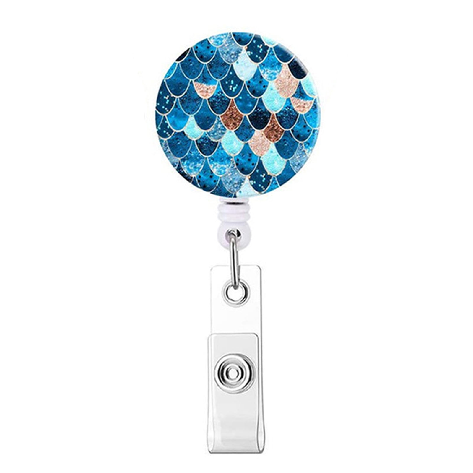 Farfi Badge Reel 360 Degree Rotating Decorative ABS Office Workers Glitter  Retractable Badge Holder for Daily Wear (Light Blue) 