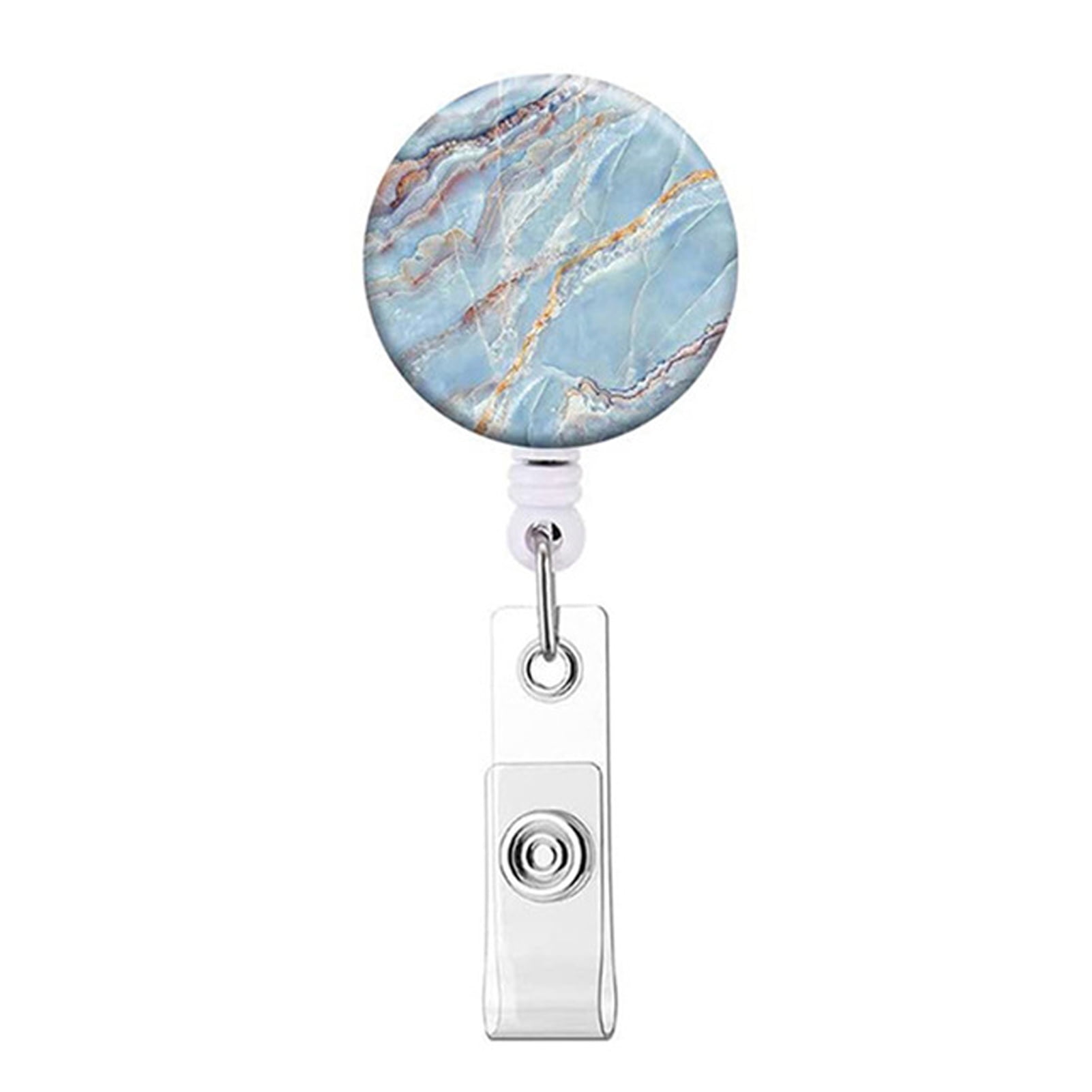 Farfi Badge Reel 360 Degree Rotating Decorative ABS Office Workers Glitter  Retractable Badge Holder for Daily Wear (Sky Blue) 