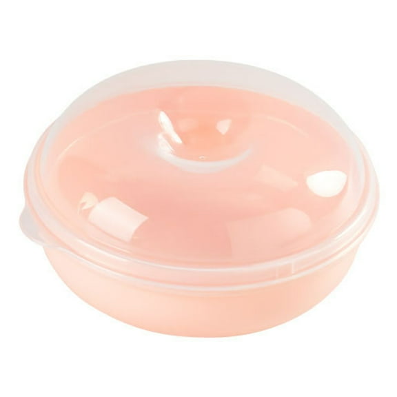 Farfi Bagel Container with Transparent Lid Strong Sealing Microwave Safe Arc Design Food Preservation Round Heat Resistant Dessert Bread Storage Container (Pink)