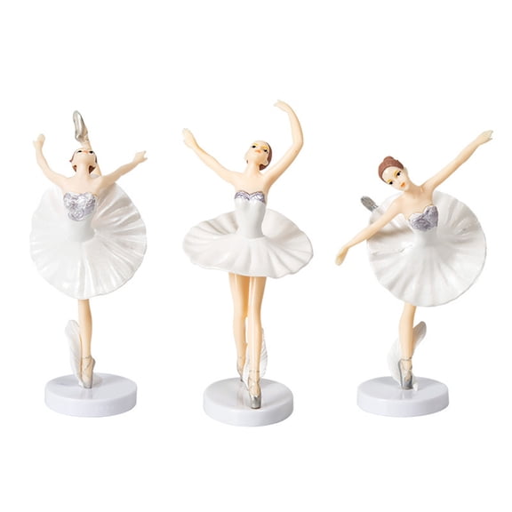 Farfi Ballerina Girl Figurines with Base Realistic Appearance Beautiful Shape Anti-fade Wide Applications Cake Decoration Exquisite Details Dancing Ballerina Girl Figurine Cake Toppers (White)
