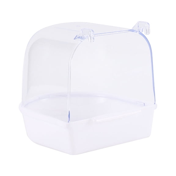 Farfi Bird Bathtub Easy to Clean Transparent Bird Bath Cage Convenient Bath Bathroom for Small Birds Parrot White