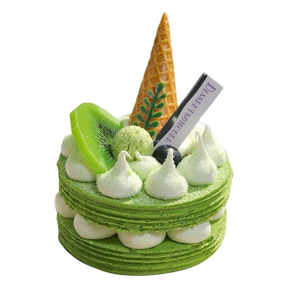 Farfi Cake Props Interesting Wear Resistant PVC Simulation French Cake Food Model for Party (Green)