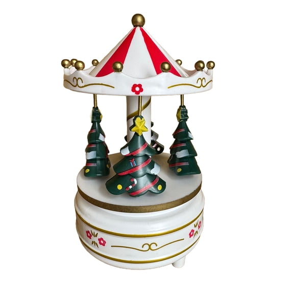 Farfi Carousel Music Box Turn Horse Shaped Music Box with 4 Xmas Tree Musical Carousel Plays Merry Christmas for Holiday Birthday Gifts(Type C)