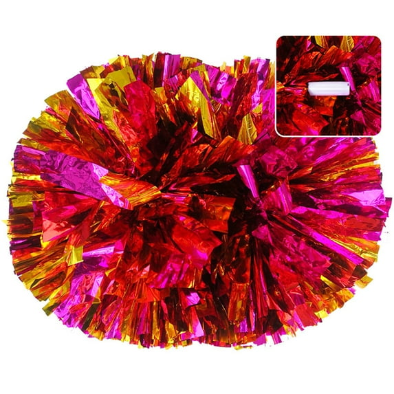 Farfi Cheerleading Pom Poms Shining Contrast Color Decorative with Long Handle Full Shape Create Atmosphere Sparkling Comfortable Grip Cheerleading Hand Flower for Party (Type I)