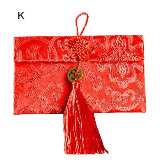 Farfi Chinese Style Embroidery Design Red Envelope Lucky Money Bag Party Supplies (Type K)