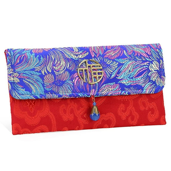 Farfi Chinese Style Lucky Money Bag Cloth Floral Red Envelope Pocket New Year Packet (Type 6,L)