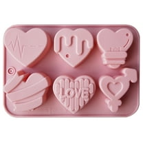 Farfi Chocolate Mold Heart Shape High Temperature Resistance Silicone 6 Cavity Valentines Day Candy Mold for Cooking (Pink)