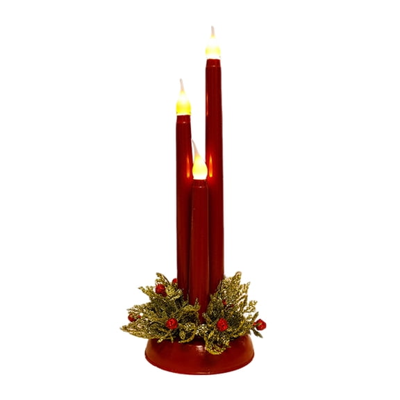 Farfi Christmas LED Candle Lamp Battery Powered Flameless Fake Taper Candle Decoration Flickering Long Electric Simulation Candle Light(Red)