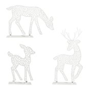 Farfi Christmas Light-up Reindeer Decoration LED Lighted 2D Iron Deer Family for Yard Patio Lawn Garden Home Desktop DecorType D
