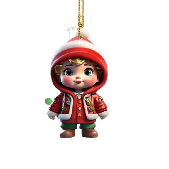  Farfi Christmas Ornaments Cartoon Hanging Decoration Holiday Acrylic Decor for Christmas Valentine's Day Winter Party Supplies (Type C)