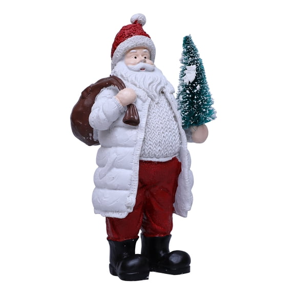 Farfi Christmas Santa Claus Figurine Miniature Resin Santa Ornament with Gift Bag for Holiday Indoor Home Tabletop Decor(Type A)