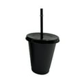 thumbnail image 1 of Farfi Christmas Straw Cup Festive Reusable PP Solid Color Drinking Tumbler with Lid for Home (Black,S), 1 of 13