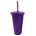 thumbnail image 1 of Farfi Christmas Straw Cup Festive Reusable PP Solid Color Drinking Tumbler with Lid for Home (Deep Purple,L), 1 of 13