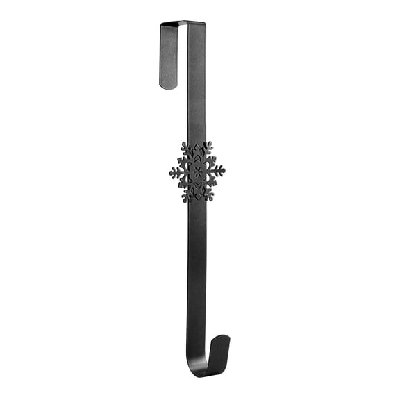 Farfi Christmas Wreath Hook Star Snowflake Christmas Tree Elements Metal Door Hanger Over The Door Hooks Hanger(Snowflake, Black)