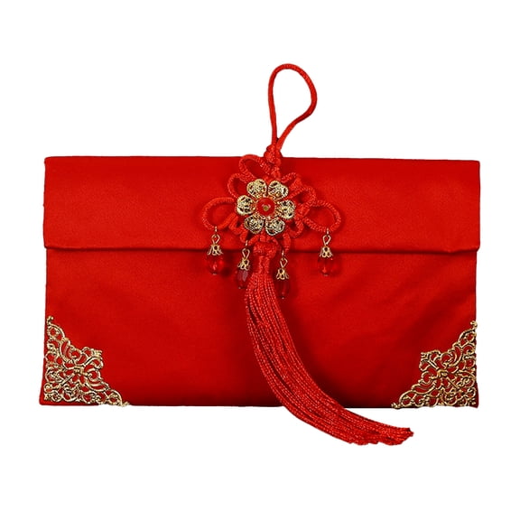 Farfi Classic Lucky Money Bag Clear Texture Faux Silk Visiting Relatives New Year Red Envelope for Family (Type 10)
