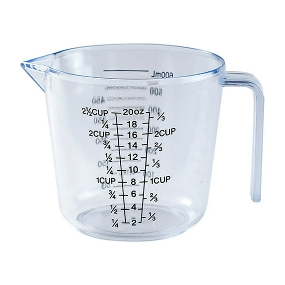 Farfi Clear Scale Measuring Cup with Handle Plastic Graduated Measuring Mugs for Kitchen (Transparent,600ML)