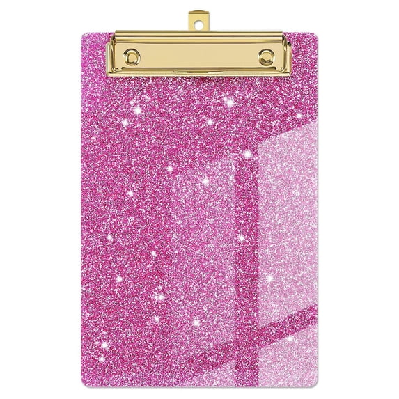 Farfi Clipboard Glitter Glossy Surface Smooth Writing Rounded Corners Strong Clamping Force Supporting High Toughness Bending-resistant Backing Plate Office Supplies (Pink)