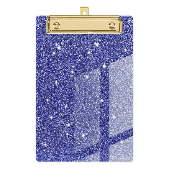 Farfi Clipboard Glitter Glossy Surface Smooth Writing Rounded Corners Strong Clamping Force Supporting High Toughness Bending-resistant Backing Plate Office Supplies (Blue)