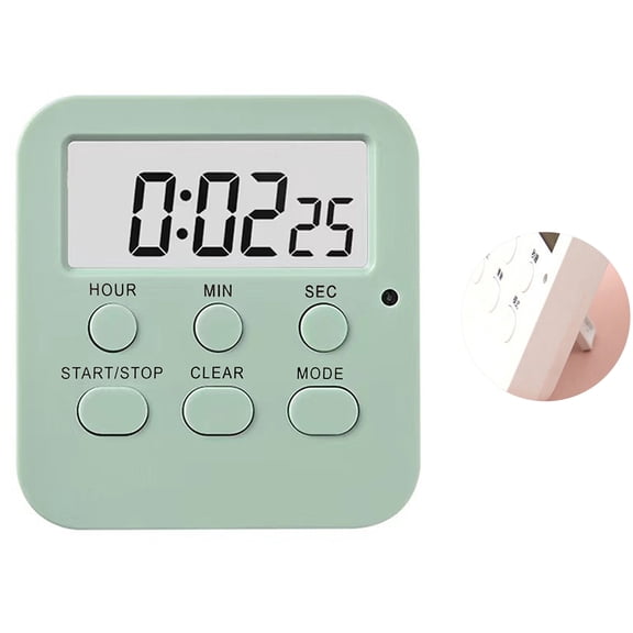 Farfi Countdown Timer Large Screen Display nets Adjustable Silence Simple Operation Switchable Efficient Timing Red Light Flashing Alert Child Self Regulation Learning Timer (Green Type A)