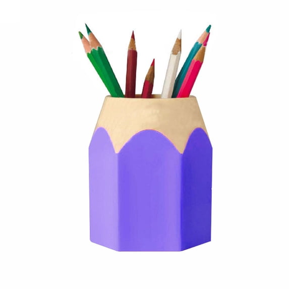 Farfi Creative Pen Pencils Holder Desk Stationery Storage Office Home Organizer Box (Purple)