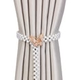 thumbnail image 1 of Farfi Curtain Tieback Elastic Rope Adjustable Faux Pearl Home Decoration Delicate Alloy Flower/Bow/Butterfly for Home (Golden Type C), 1 of 13