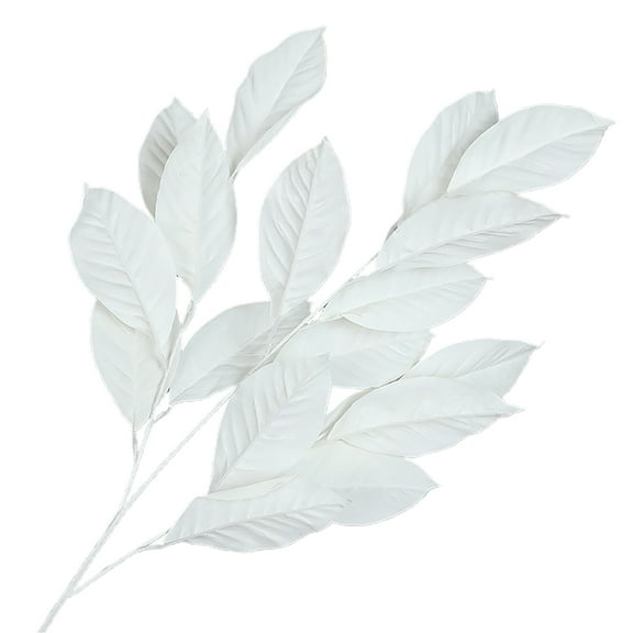 Farfi DIY Craft Artificial Leaf Simulation Rubber Leaf Shape Wedding Flower Arrangement Decoration Artificial Leaf for Home (White)