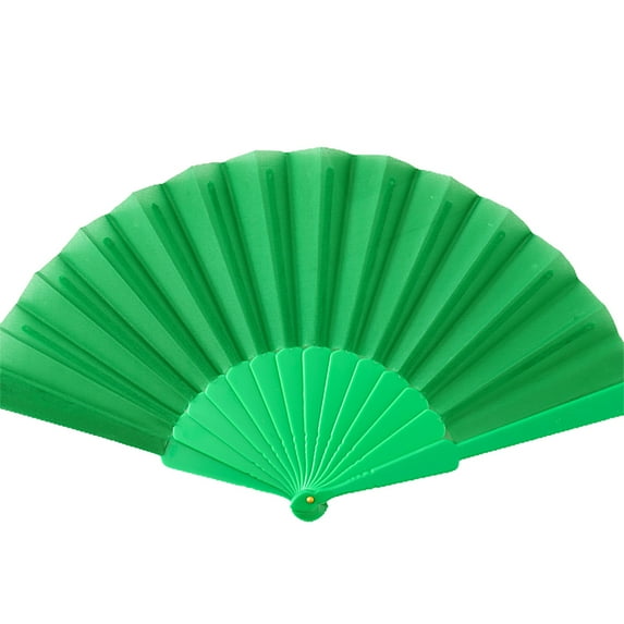 Farfi Dance Fan Summer Decorative Plastic Frame Portable Handheld Folding Fabric Fan Photography Props (Green)