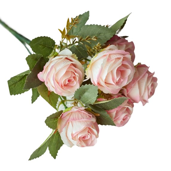 Farfi Decorative Artificial Rose Vivid Realistic Exquisite DIY Anti-fade Table Centerpieces Faux Silk Flower Home Decor (Light Pink)