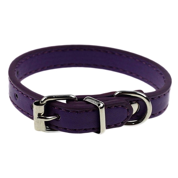 Farfi Faux Leather Pure Color Cute Dog Pet Cat Puppy Collar Neck Adjustable Buckle (Purple,M)