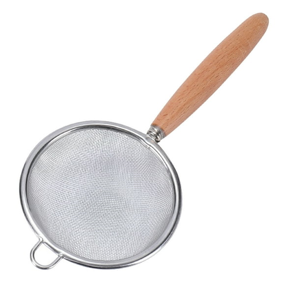 Farfi Flour Sieve Anti-Slip Fine Mesh Comfortable Grip Stainless Steel Multi-function Heat Insulation Manual Juice Filter Oil Net Colander Daily Use (size L)