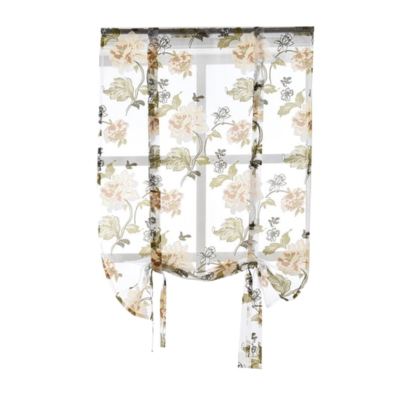 Farfi Flower Roman Curtains Kitchen Valance Tulle Sheer Panel Bedroom Window Drape (Yellow,80*100cm)