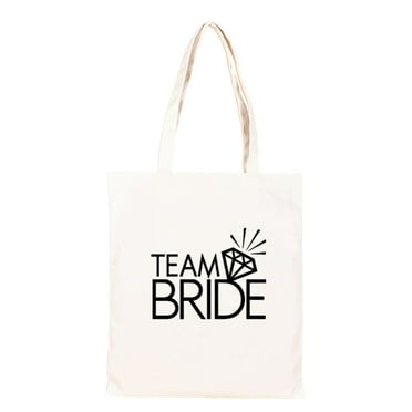 Farfi Foldable Bridesmaid Bag Fine Stitching Fabric Wide Strap Team Bride Pattern Tote Bag Wedding Decor (Type I)