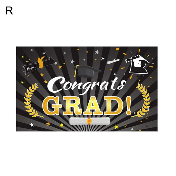 Farfi Foldable Graduation Backdrop Anti Fall Polyester Non Fading Hanging Graduation Party Supplies (Type R)