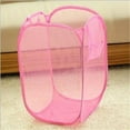 thumbnail image 1 of Farfi Foldable Pop Up Laundry Bag Home Mesh Washing Basket Bin Hamper Cloth Storage (Pink), 1 of 13