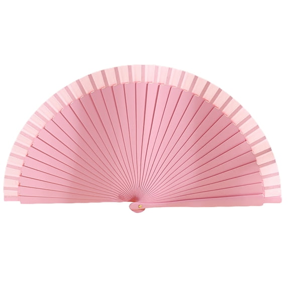 Farfi Folding Fan Smooth Opening/Closing Plain Classical Art Craft Fine Texture Stage Performance Decoration Chinese Style Dance Retro Folding Hand Fan for Party (Light Pink)