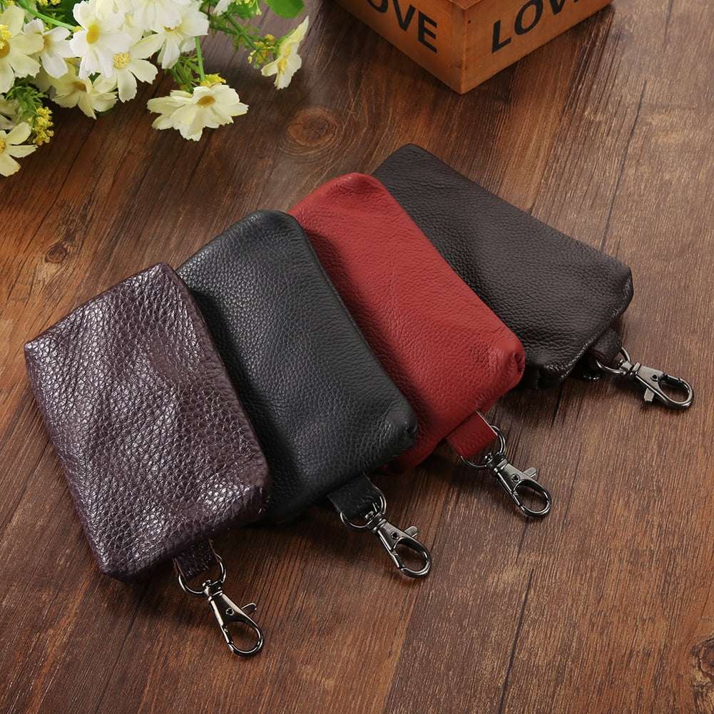 Farfi Genuine Leather Key Holder Wallet Men Keys Organizer Women Zipper