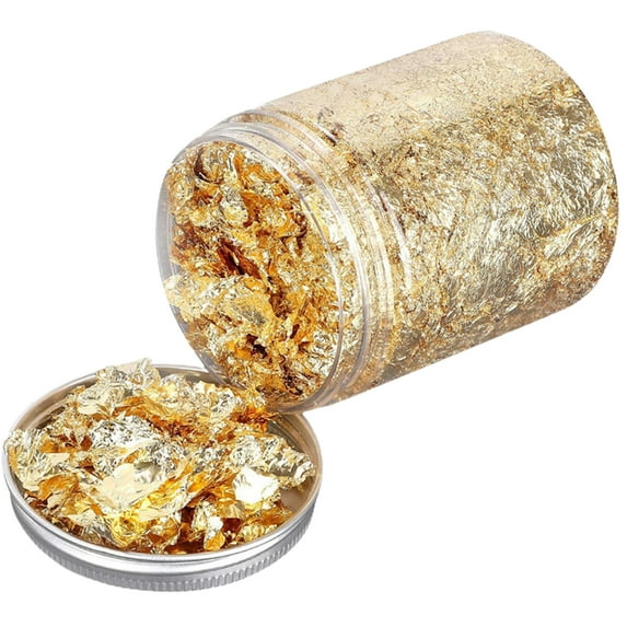Farfi Gold Foils Flakes Sequins 5g Decorative Gold Foil DIY Nail Relief Art Painting Rose Foil Scraps Decorative DIY Nail Art Paiting Decorating (Golden 1 Bottle)