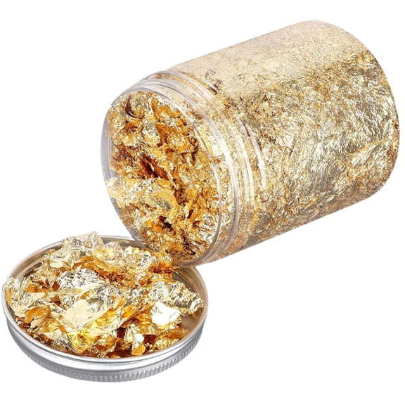 Farfi Gold Foils Flakes Sequins 5g Decorative Gold Foil DIY Nail Relief Art Painting Rose Foil Scraps Decorative DIY Nail Art Paiting Decorating (Golden 1 Bottle)