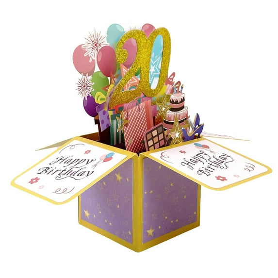 Farfi Greeting Card Beautiful Eye-catching 3D Design Hollow Glitter Gift Giving Paper Three-dimensional Box Birthday Card Home Supply (Type D)