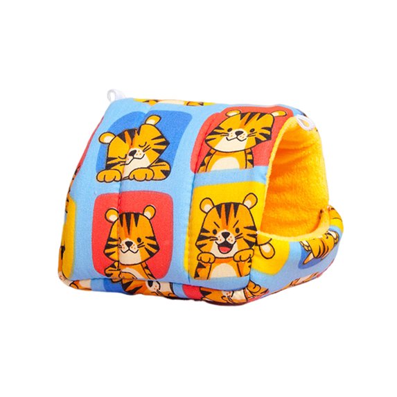 Farfi Hamster Nest Cartoon Pattern Warm Comfortable Large Space Guinea Pig Bed House Hideout for Small Animals (Sky Blue,M)