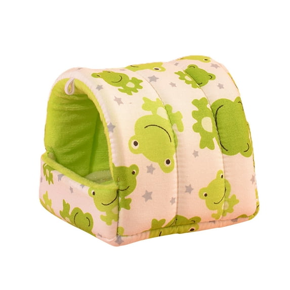 Farfi Hamster Nest Printing Semi-closed Soft Big Space Comfortable Keep Warm Practical Elephant Pattern Hamster Bed for Winter (Mint Green,L)