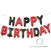 Farfi Happy Birthday Balloons Reusable Festive Fine Workmanship Birthday Party Decorations Balloons for Gathering (Black Red)