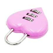 Farfi Heart Padlock Code 3 Numbers Password Combination Heart Shape Safety Love Zinc Alloy Luggage Box Lock Household Accessories Pink