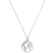 Farfi Hollow Round World Map Pendant Necklace Fashion Women Jewelry Birthday Gift
