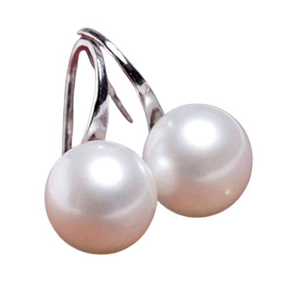 Farfi Hook Earrings Elegant Easy Matching Compact Faux Pearl Women Jewelry for Shopping Dating (Silver)