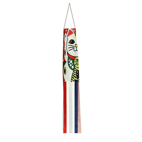 Farfi Japanese Nobori Koinobori Carp Streamer Windsock Fish Flag Kite Restaurant Decor (Fortune Cat,70cm)