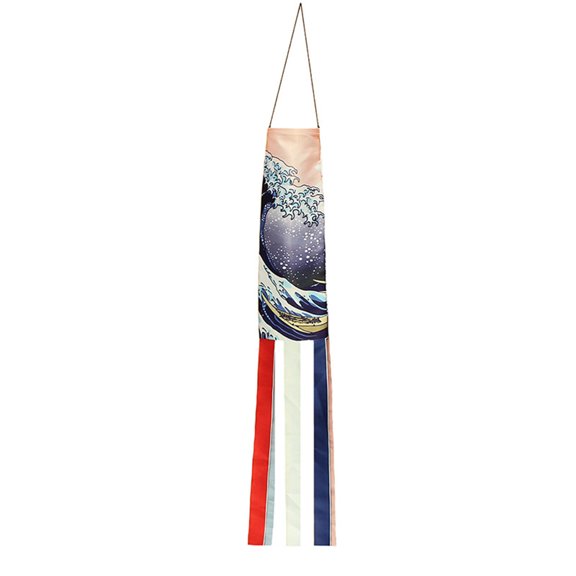 Farfi Japanese Nobori Koinobori Carp Streamer Windsock Fish Flag Kite Restaurant Decor (Waves#,140cm)