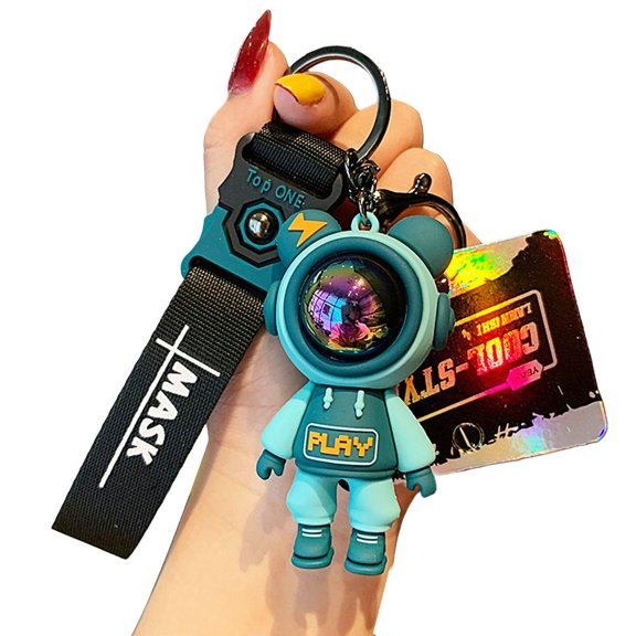 Farfi Key Chain Handmade DIY Tassels Anti-fall PVC Cute Colorful Bear Backpack Pendant Jewelry Accessories (Blue)