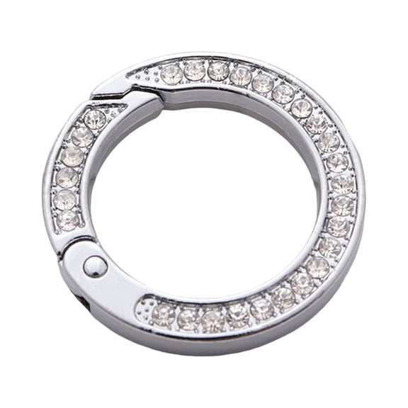 Farfi Key Ring Double sided Rhinestone Compressible Spring Exquisite Portable Multipurpose Decorate Zinc Alloy Spring Keyring Key Chain Buckle Car Accessory