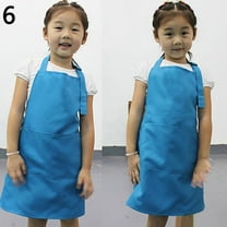 Farfi Kid Children Kitchen Cooking Baking Painting Art Keep Clean Pocket Bib Apron (Blue)